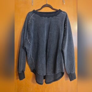 White Birch Dark Gray Sweater with Stud Details